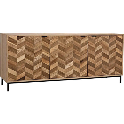 Herringbone Wood and Steel Sideboard