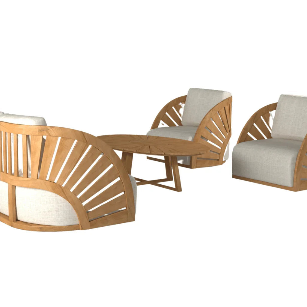 Sunburst Teak Patio Deep Sofa Set - LOOMLAN - HiTeak - Outdoor Sofas & Loveseats