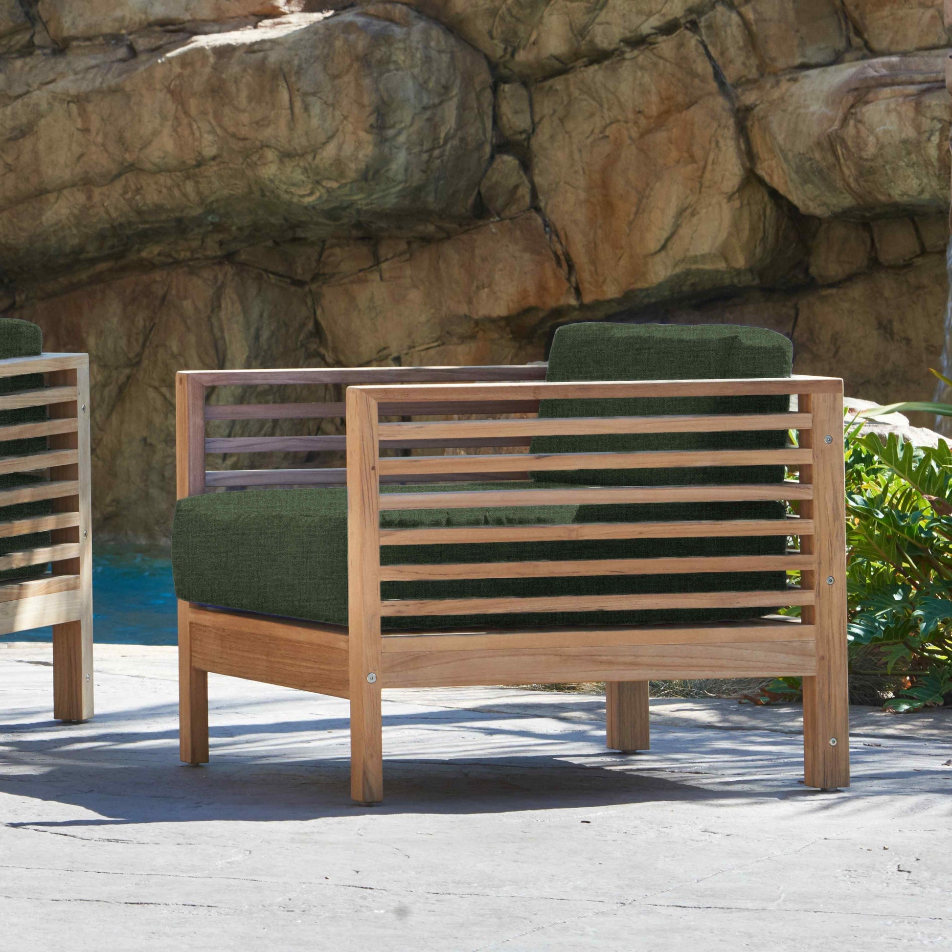 HiTeak Summer Teak Outdoor Accent Chair with Sunbrella