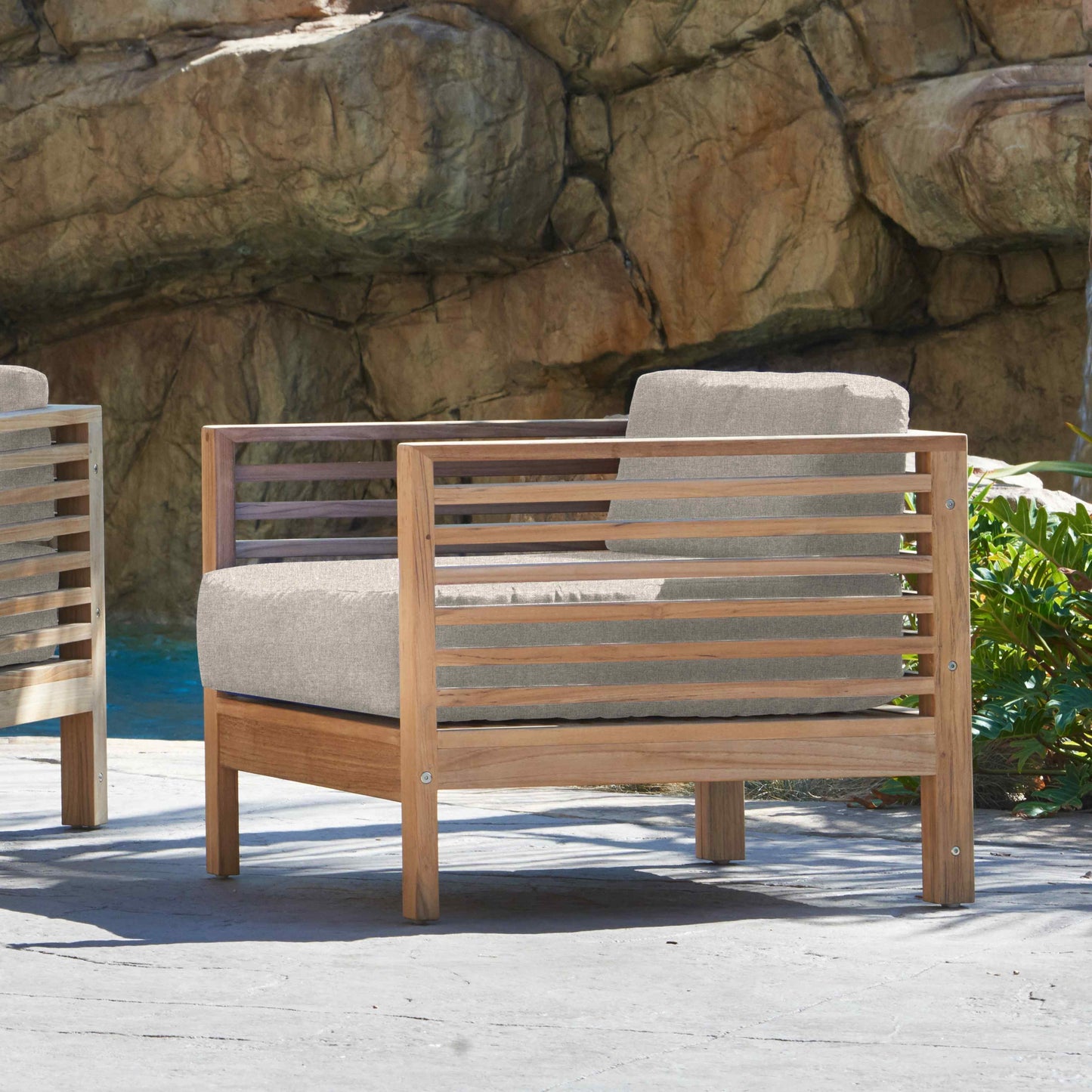 HiTeak Summer Teak Outdoor Accent Chair with Sunbrella