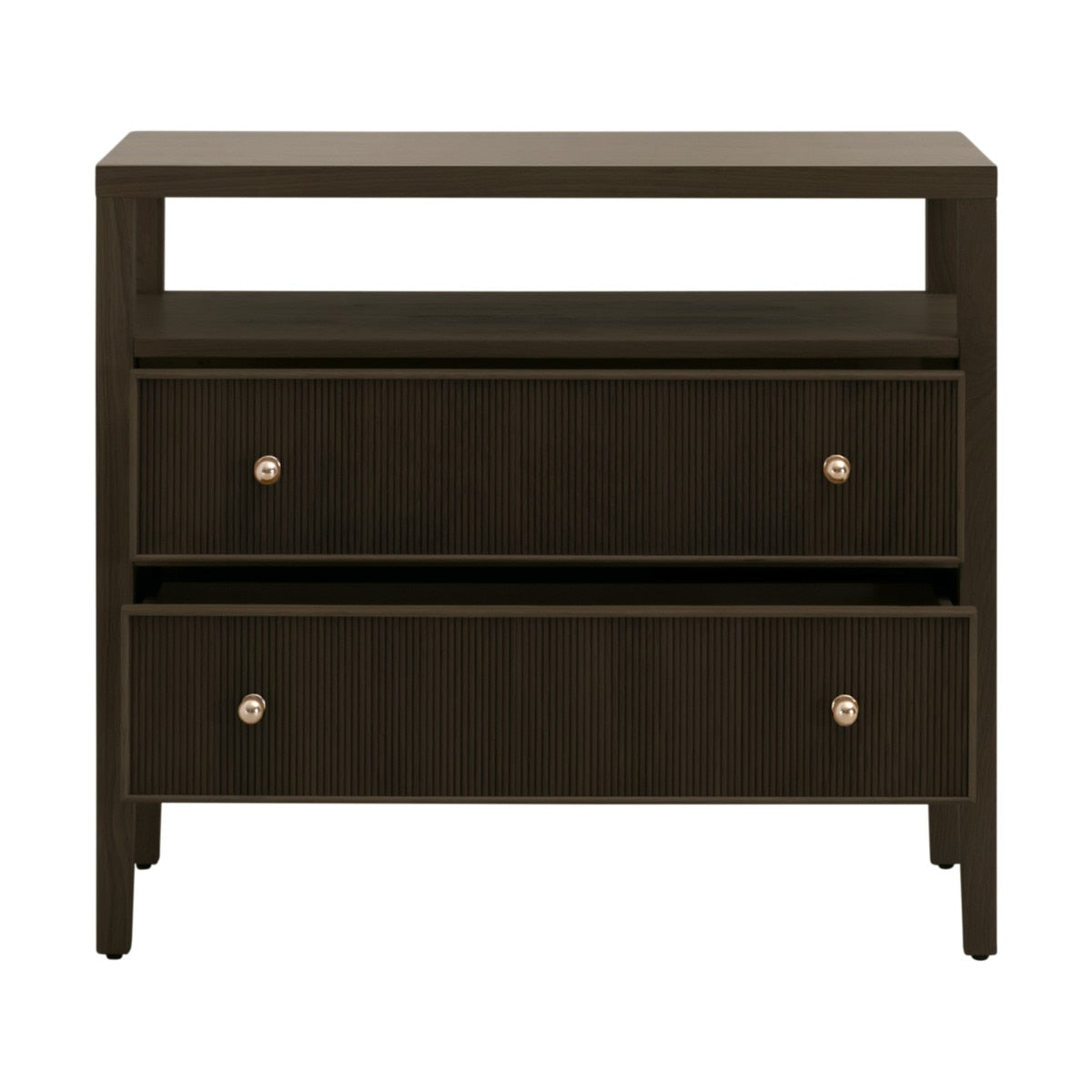 Highland Open Shelf 2-Drawer Nightstand