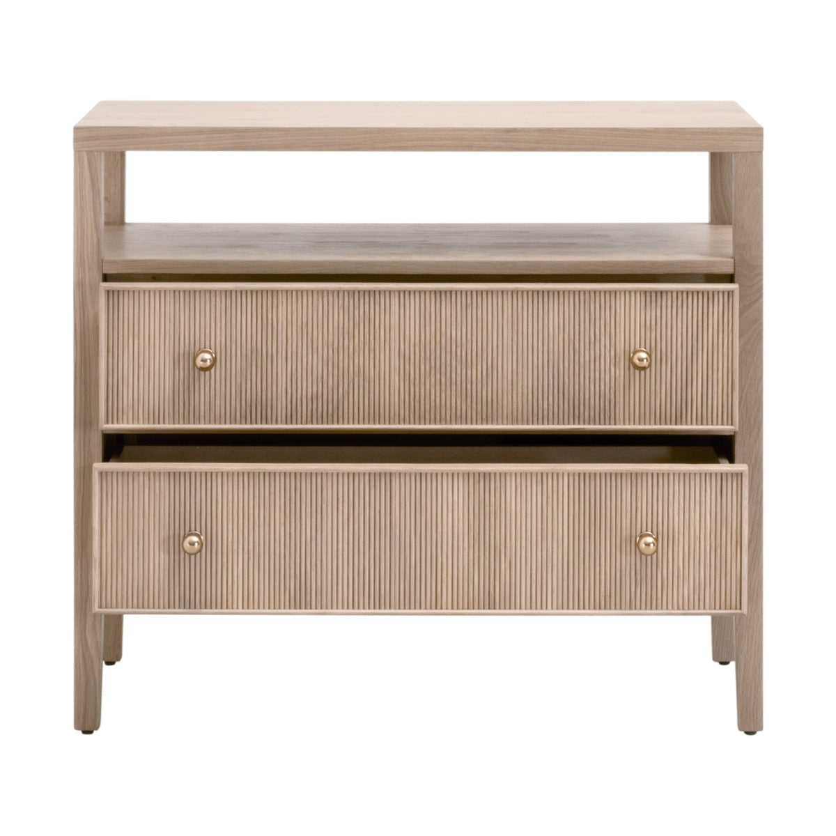 Highland Open Shelf 2-Drawer Nightstand