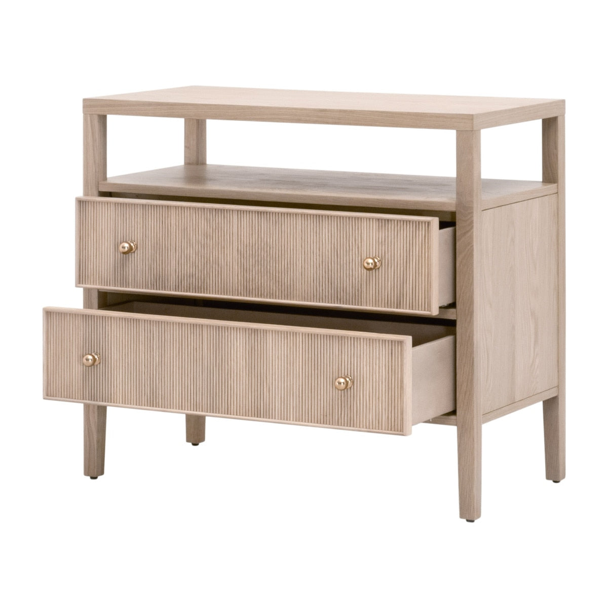 Highland Open Shelf 2-Drawer Nightstand