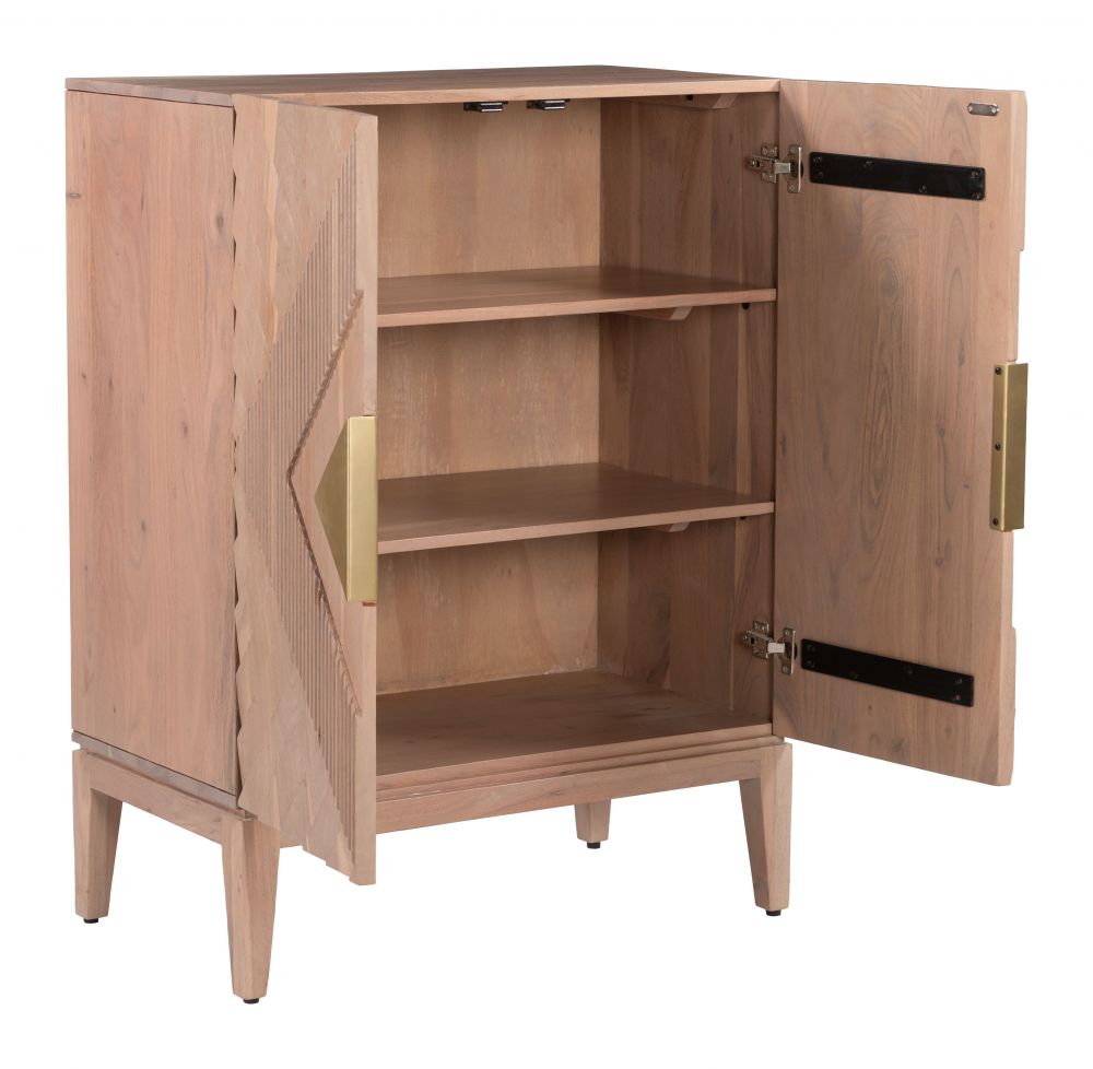 Zuo Modern Hira Two Doors Natural Wooden Cabinet