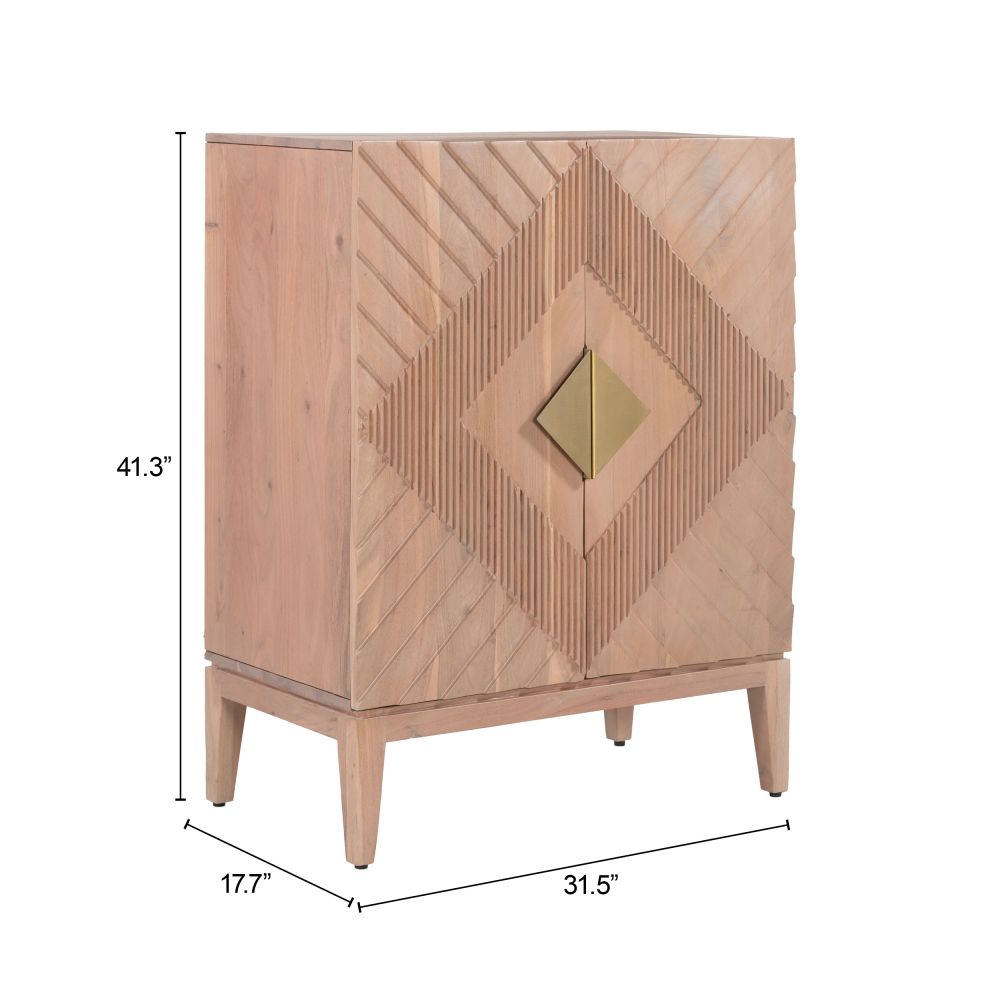 Zuo Modern Hira Two Doors Natural Wooden Cabinet