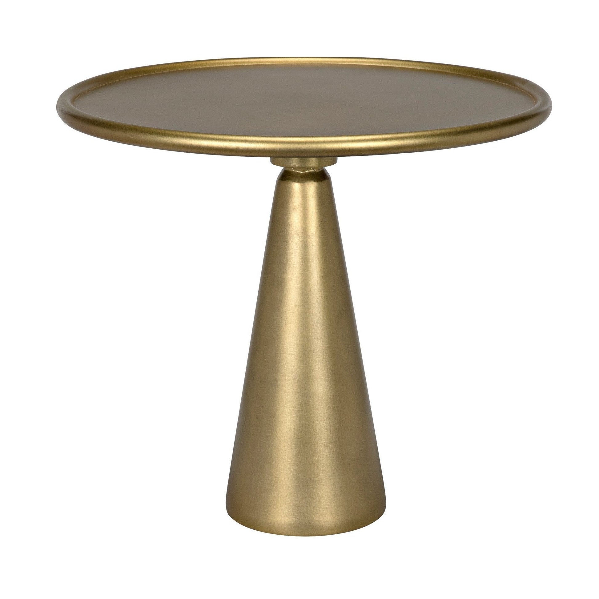 Hiro Steel Short Round Side Table With Brass Finish-Side Tables-Noir-Sideboards and Things