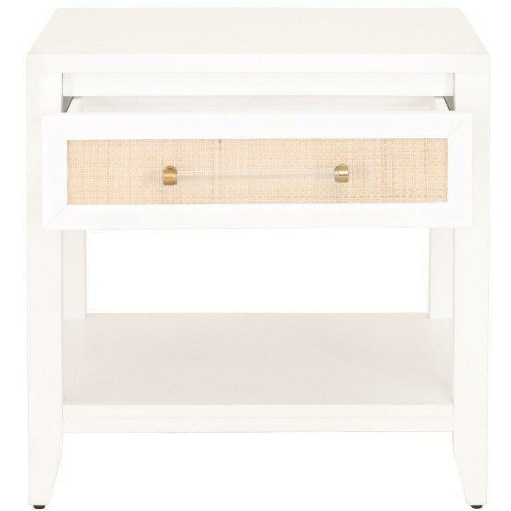 Holland 1-Drawer Side Table With Drawers White Natural Rattan Side Tables Sideboards and Things By Essentials For Living