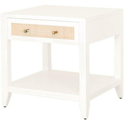 Holland 1-Drawer Side Table With Drawers White Natural Rattan Side Tables Sideboards and Things By Essentials For Living