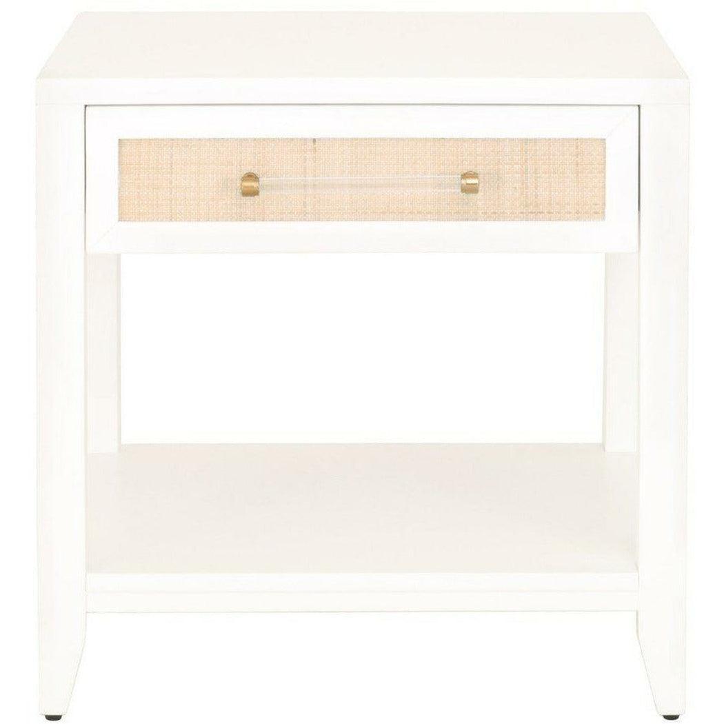 Holland 1-Drawer Side Table With Drawers White Natural Rattan Side Tables Sideboards and Things By Essentials For Living