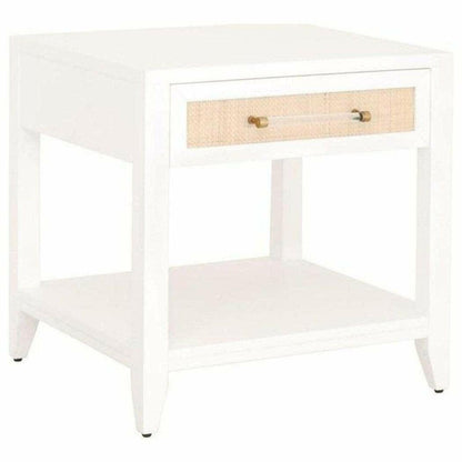 Holland 1-Drawer Side Table With Drawers White Natural Rattan Side Tables Sideboards and Things By Essentials For Living