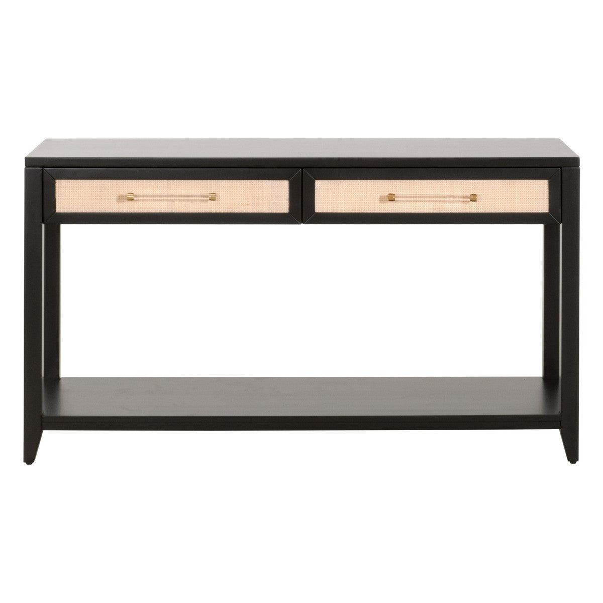 Holland 2-Drawer Console Table Black Wood & Rattan Console Tables Sideboards and Things By Essentials For Living