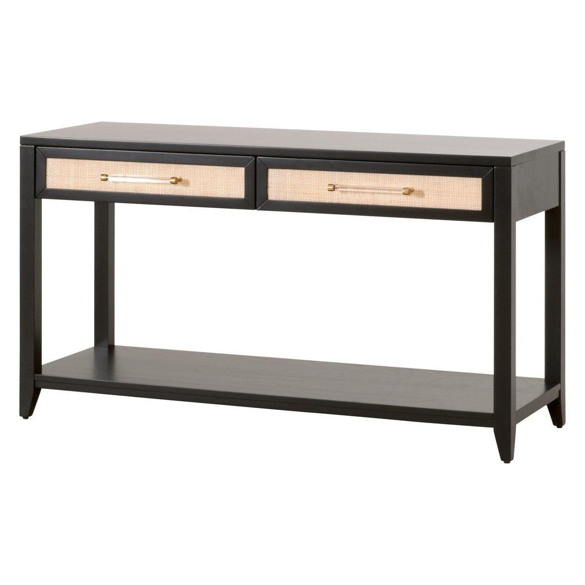 Holland 2-Drawer Console Table Black Wood & Rattan Console Tables Sideboards and Things By Essentials For Living