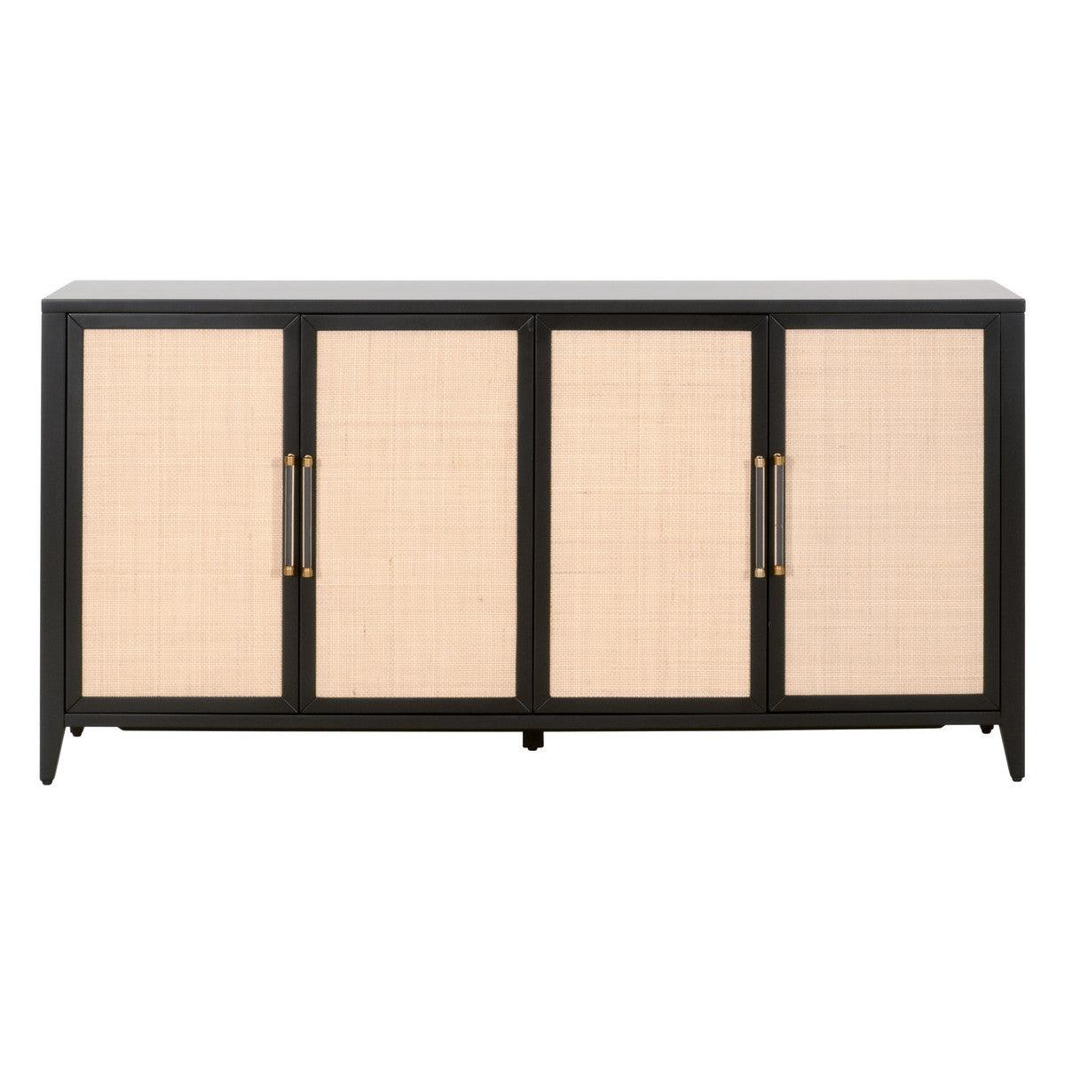 Holland Media Sideboard Black Wood and Rattan Inlay Sideboards Sideboards and Things By Essentials For Living