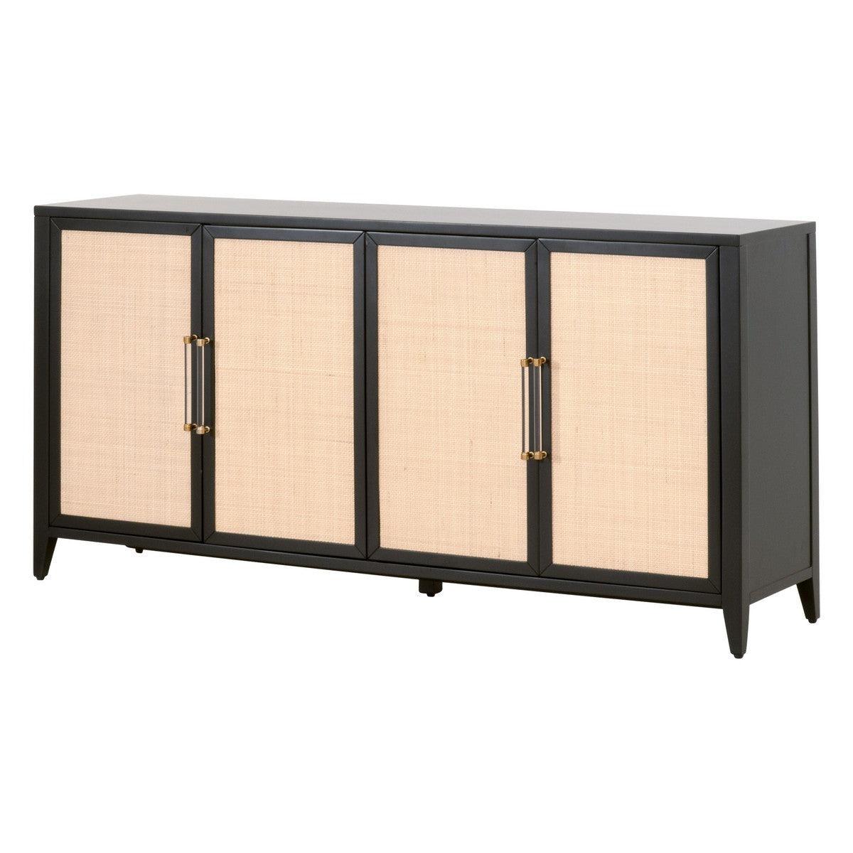 Holland Media Sideboard Black Wood and Rattan Inlay Sideboards Sideboards and Things By Essentials For Living