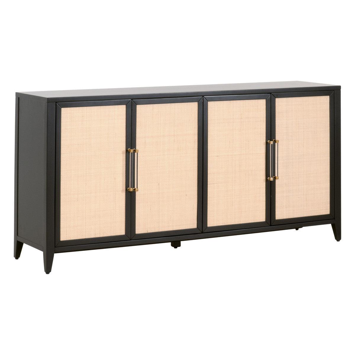 Holland Media Sideboard Black Wood and Rattan Inlay Sideboards Sideboards and Things By Essentials For Living