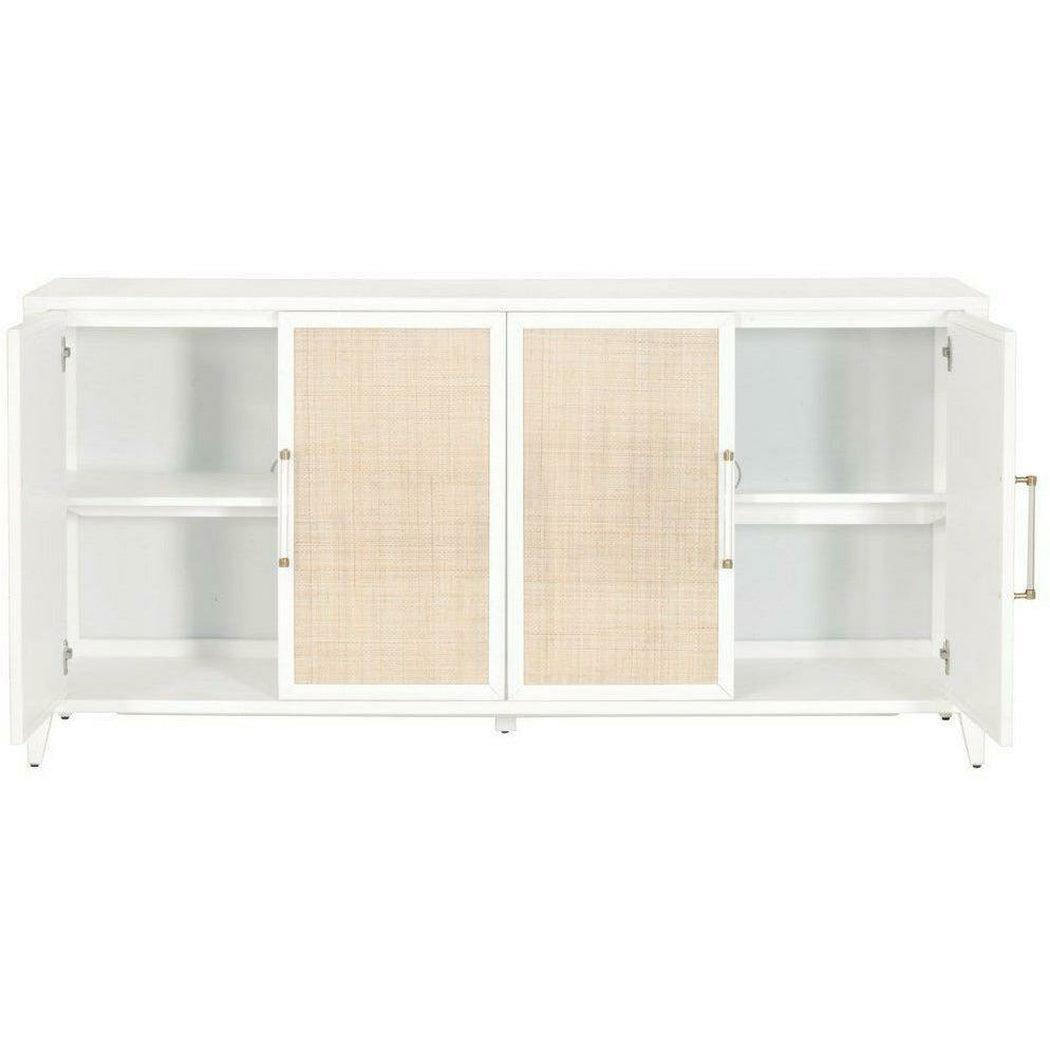 Holland Media Sideboard Matte White Natural Rattan Sideboards Sideboards and Things By Essentials For Living