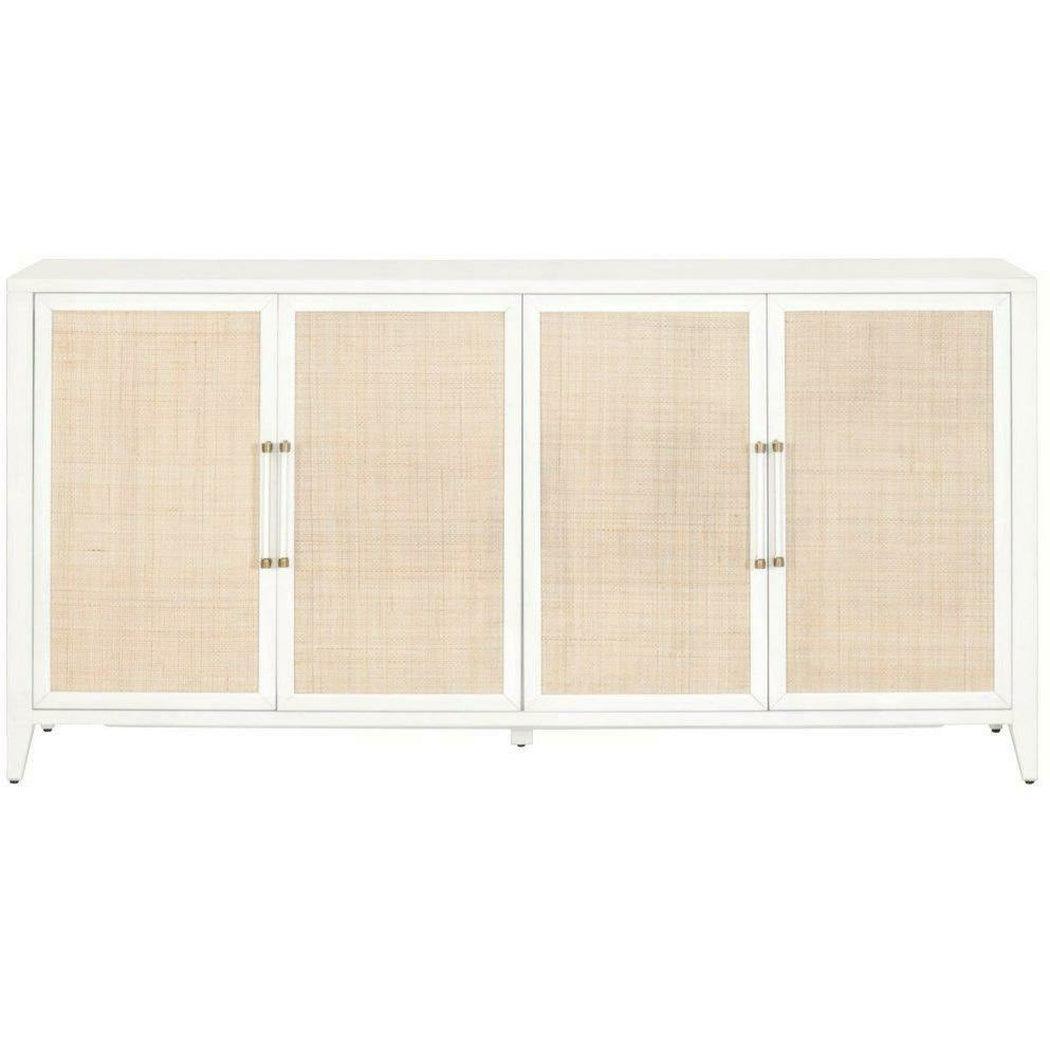 Holland Media Sideboard Matte White Natural Rattan Sideboards Sideboards and Things By Essentials For Living