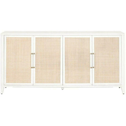 Holland Media Sideboard Matte White Natural Rattan Sideboards Sideboards and Things By Essentials For Living