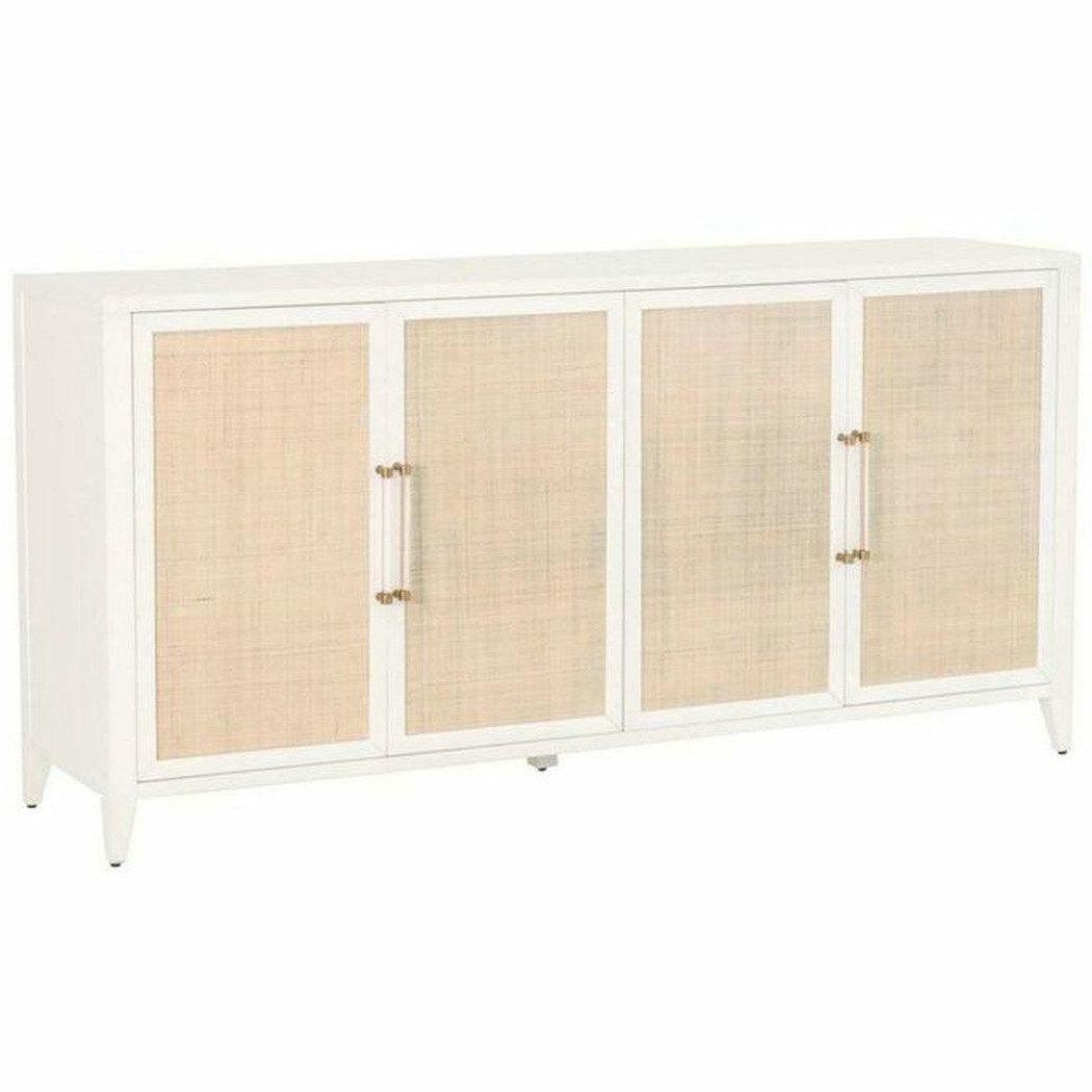 Holland Media Sideboard Matte White Natural Rattan Sideboards Sideboards and Things By Essentials For Living