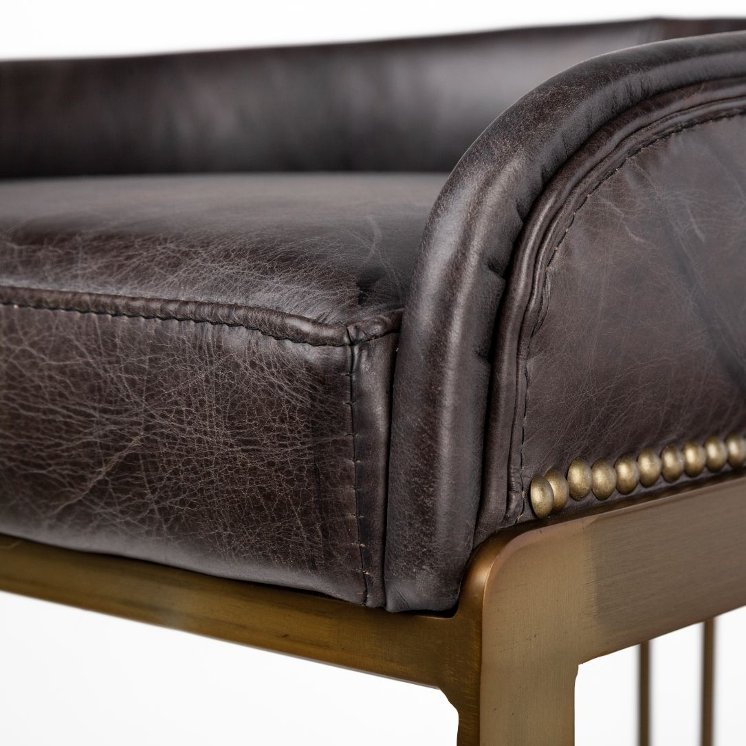 Mercana Hollyfield Leather Low-Back Counter Stool