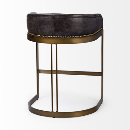 Mercana Hollyfield Leather Low-Back Counter Stool