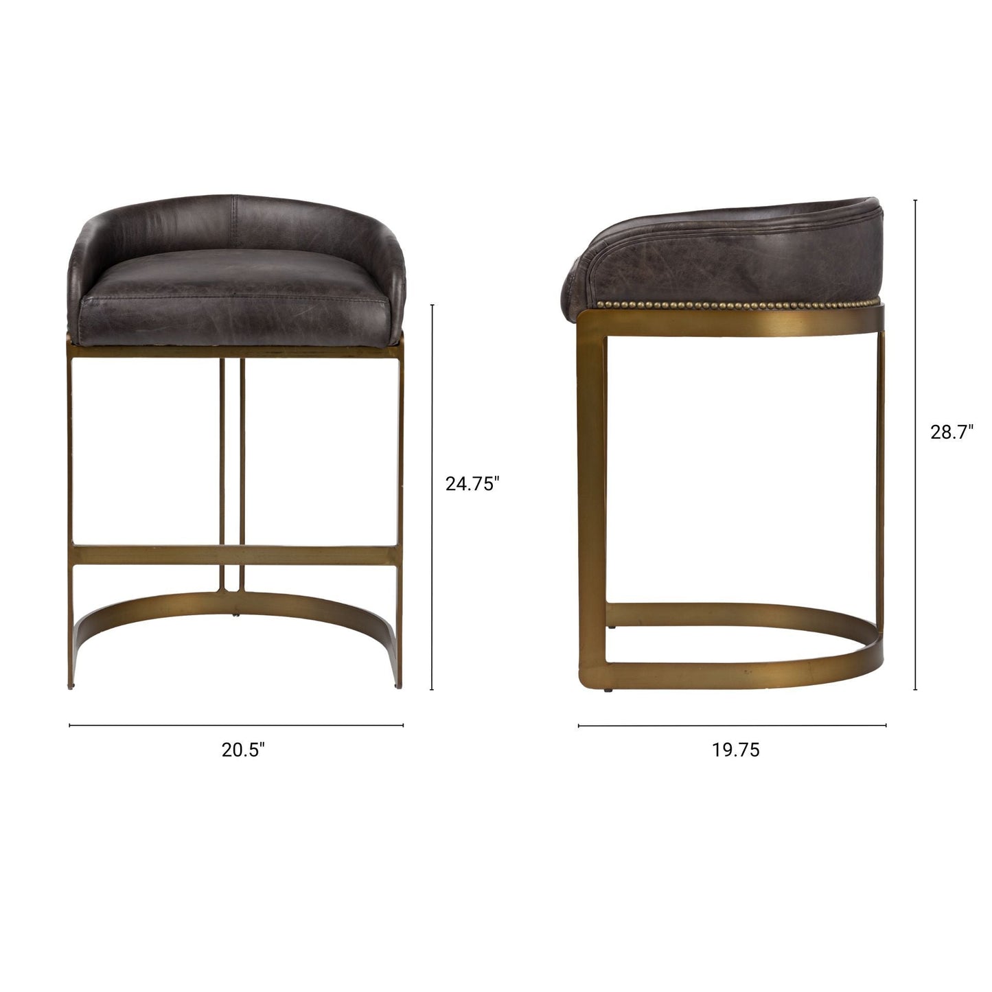 Mercana Hollyfield Leather Low-Back Counter Stool