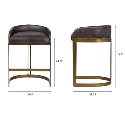 Mercana Hollyfield Leather Low-Back Counter Stool