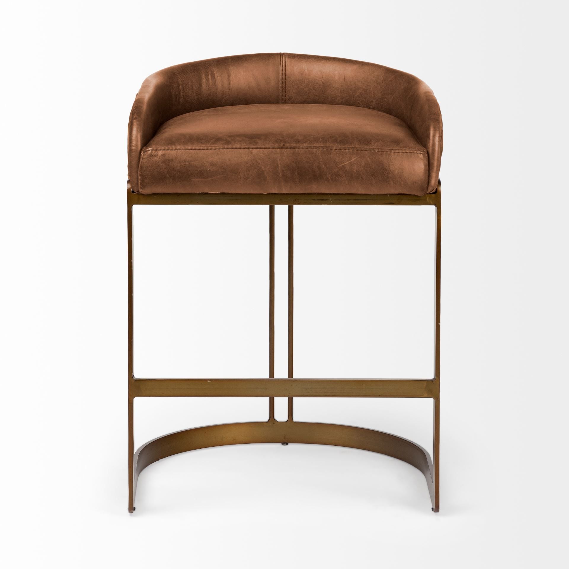 Mercana Hollyfield Leather Low-Back Counter Stool