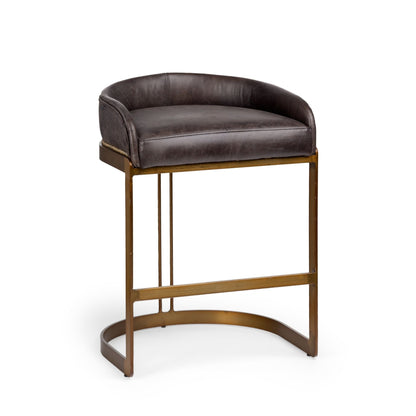 Mercana Hollyfield Leather Low-Back Counter Stool
