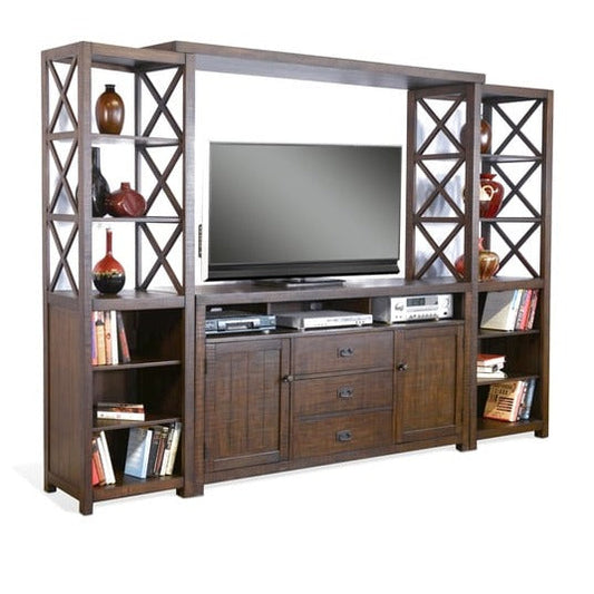 Sunny D Homestead Entertainment Wall Dark Brown