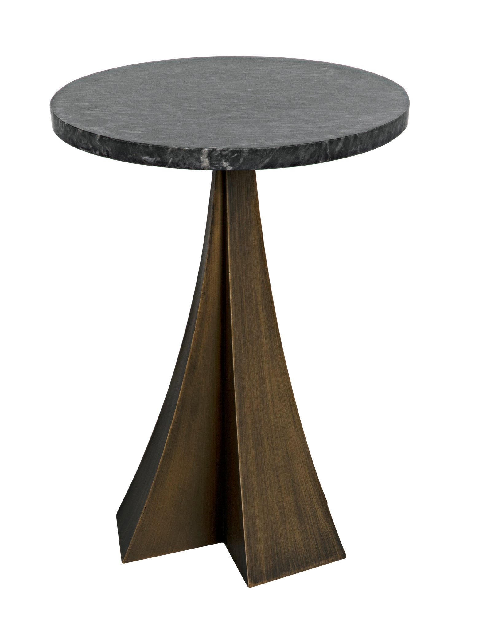 Hortensia Steel and Marble Round Side Table-Side Tables-Noir-Sideboards and Things