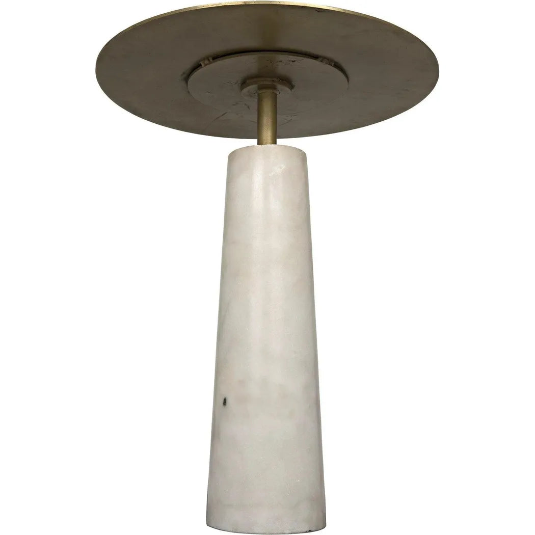 Noir Hotaru Steel and Marble Round Side Table