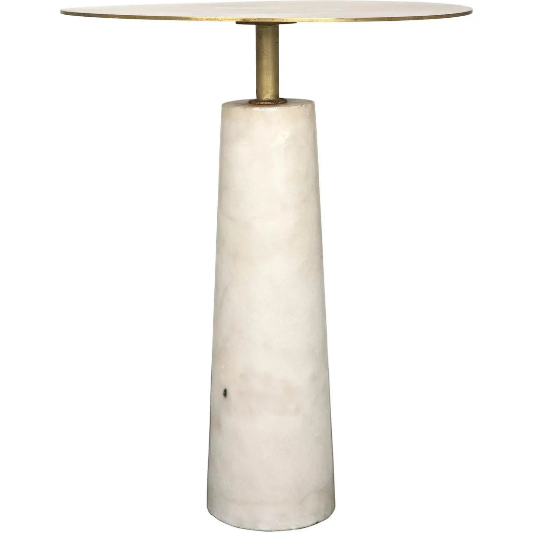 Noir Hotaru Steel and Marble Round Side Table