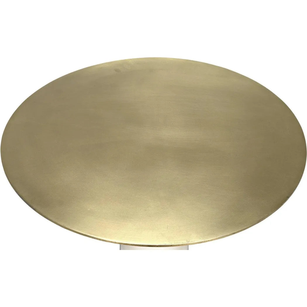 Noir Hotaru Steel and Marble Round Side Table