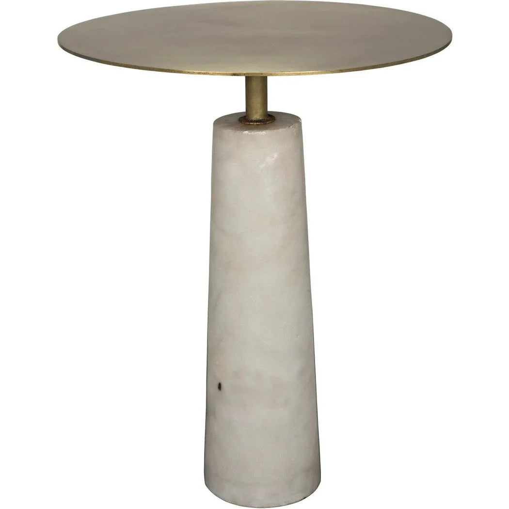 Noir Hotaru Steel and Marble Round Side Table
