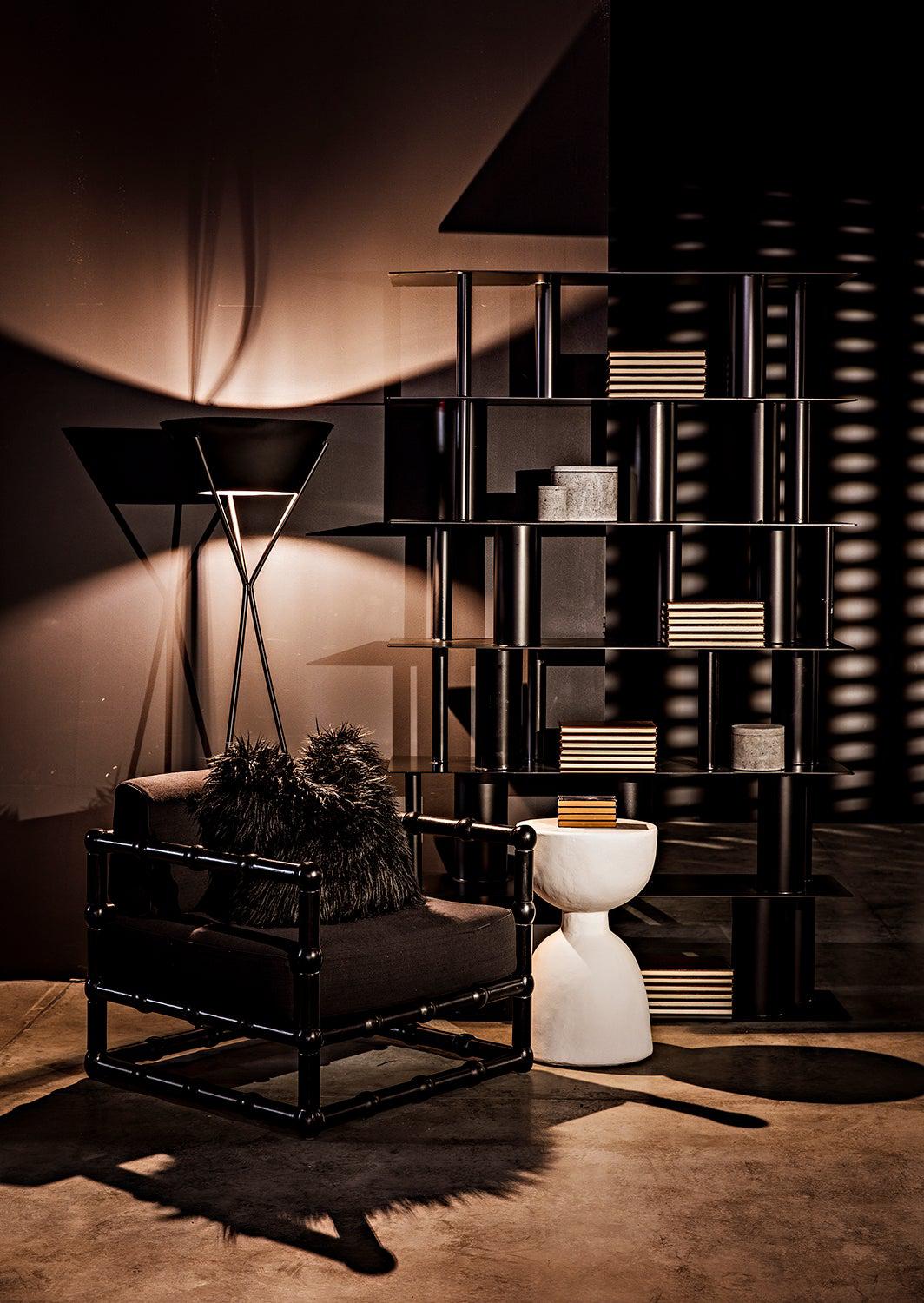 Hourglass Stool, White Fiber Cement-Poufs and Stools-Noir-Sideboards and Things