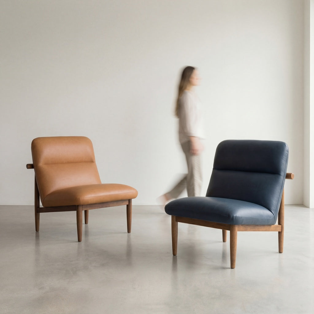 Urbia Hudson Leather Armless Accent Chair