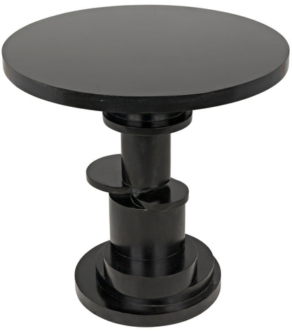 Hugo Wood Black Round Side Table-Side Tables-Noir-Sideboards and Things