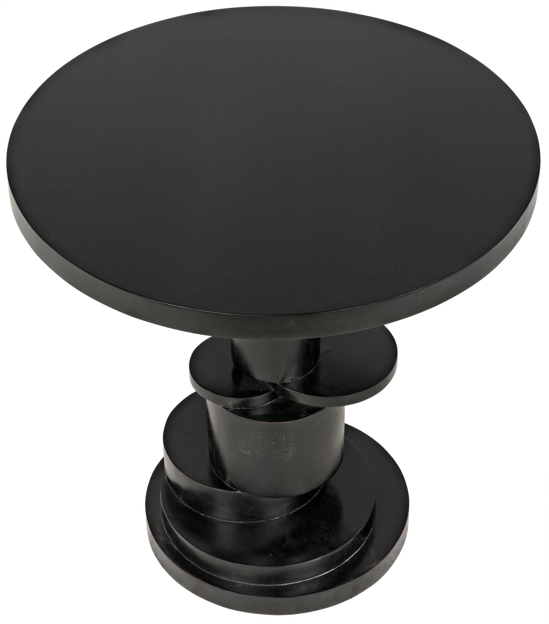 Hugo Wood Black Round Side Table-Side Tables-Noir-Sideboards and Things