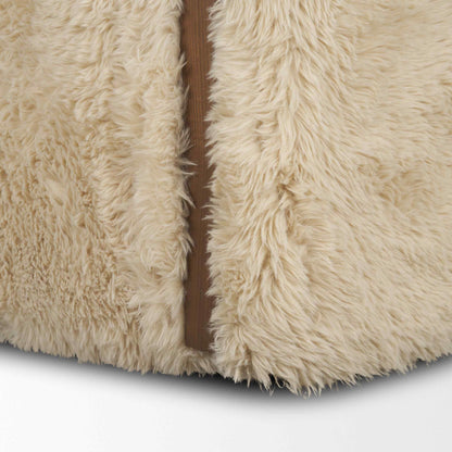 Huntley Cream Faux Fur Fabric Swivel Club Chair