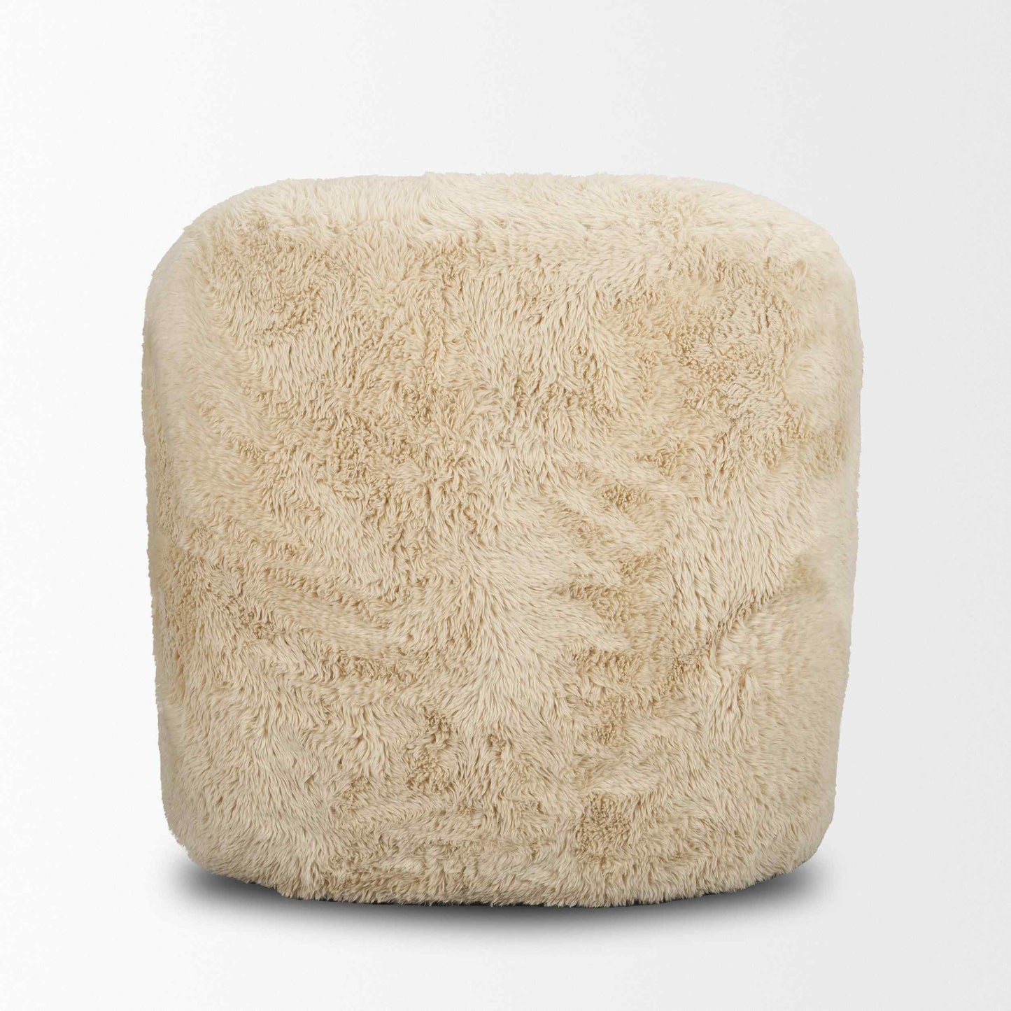 Huntley Cream Faux Fur Fabric Swivel Club Chair