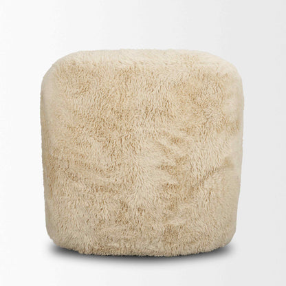 Huntley Cream Faux Fur Fabric Swivel Club Chair