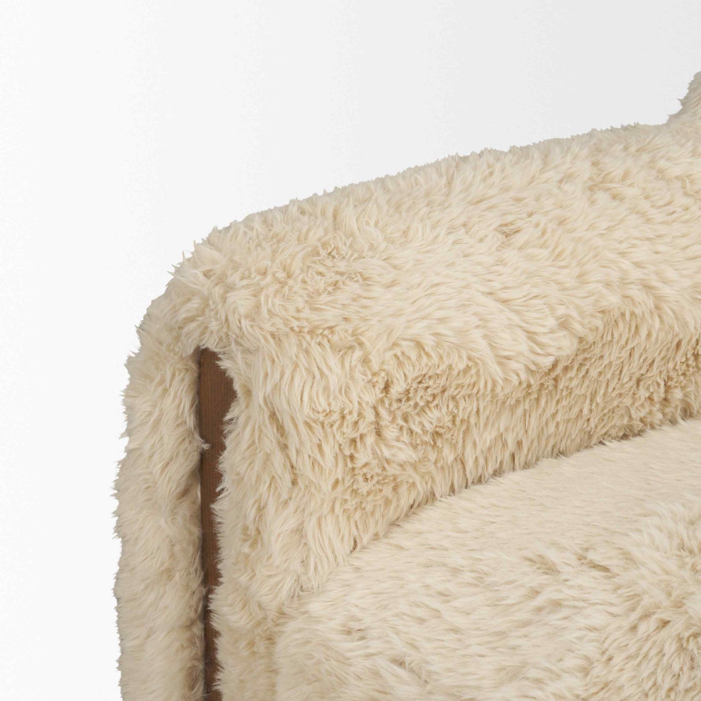 Huntley Cream Faux Fur Fabric Swivel Club Chair
