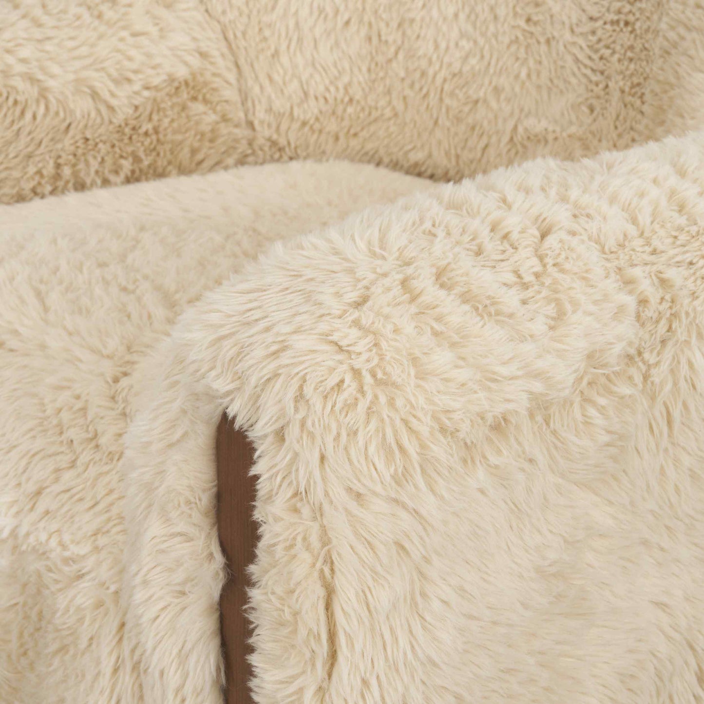 Huntley Cream Faux Fur Fabric Swivel Club Chair