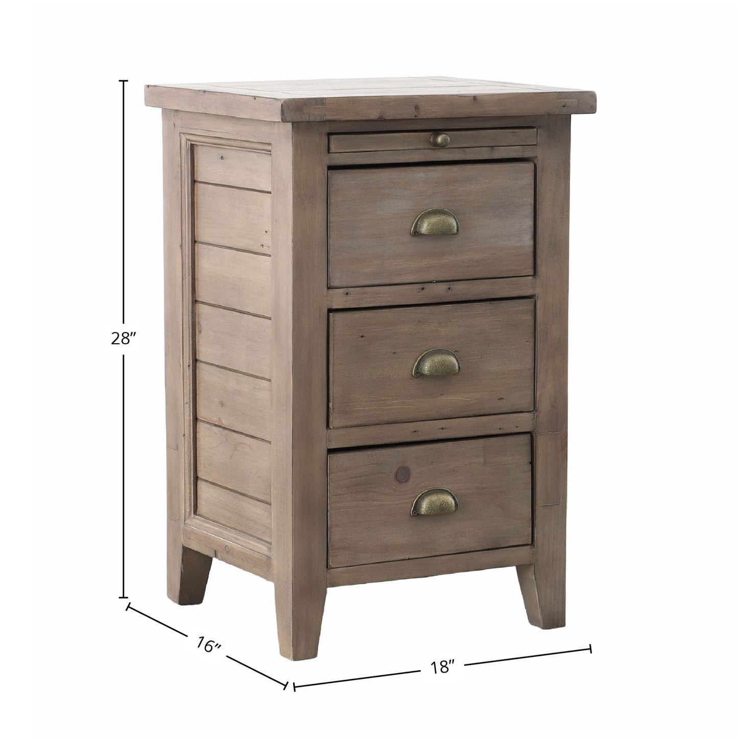 Irish Coast 3 Drawers Wood Nightstand