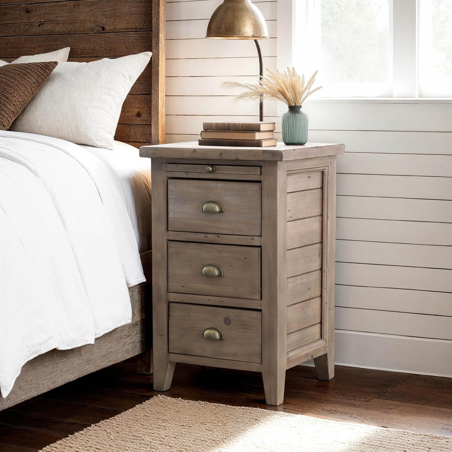 Irish Coast 3 Drawers Wood Nightstand