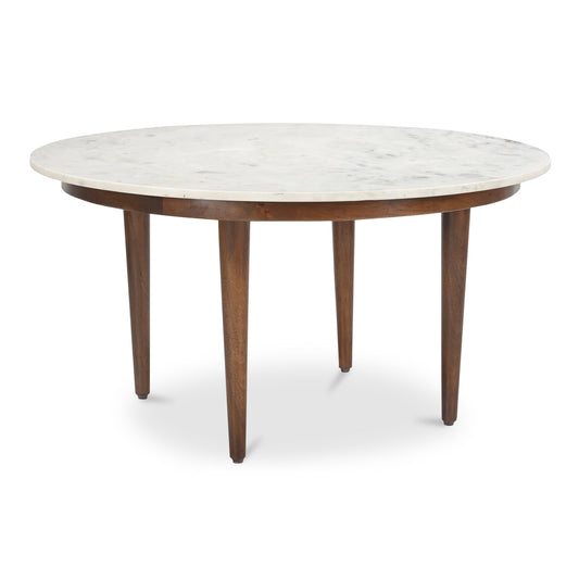 Lark Marble and Solid Mango Wood White Round Coffee Table