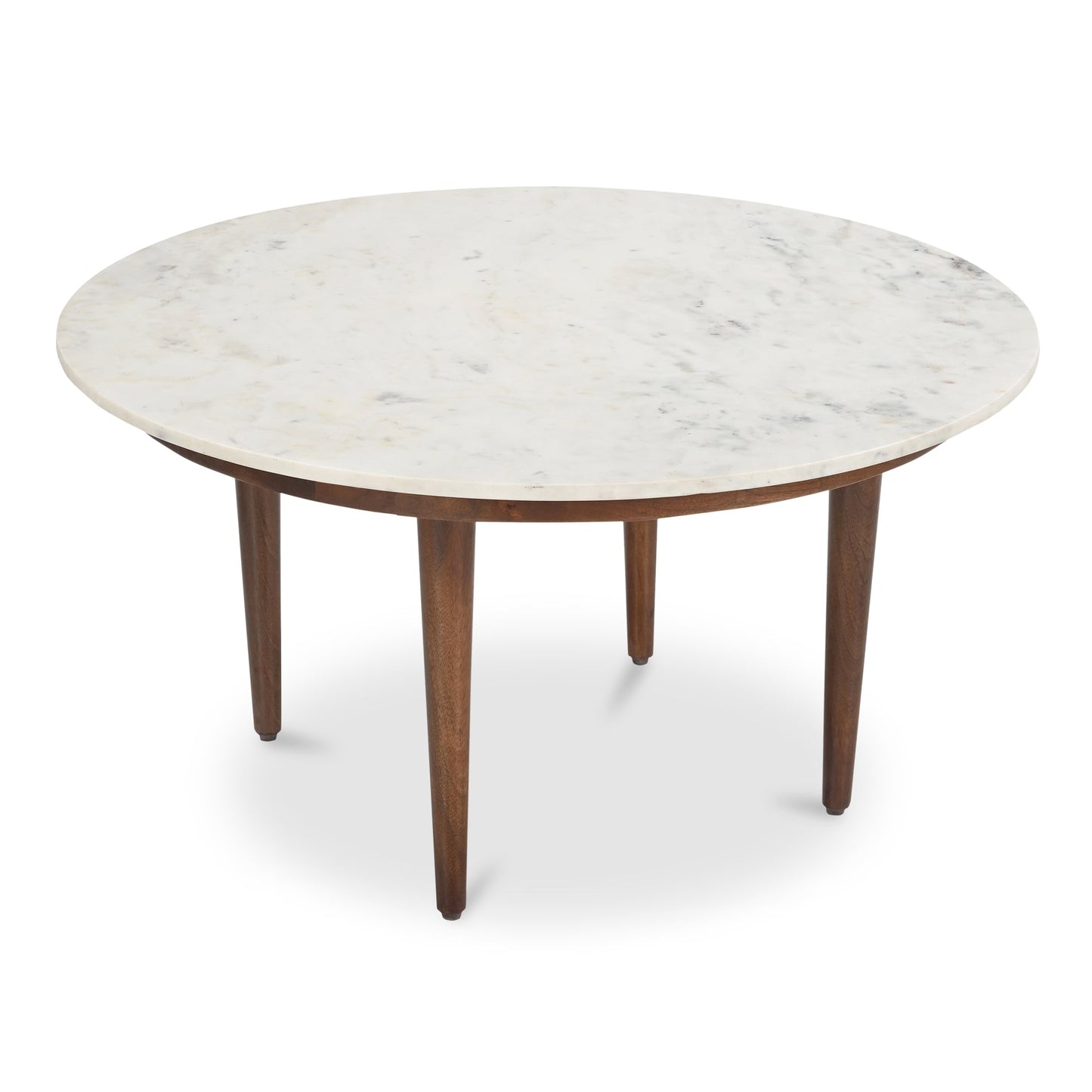 Lark Marble and Solid Mango Wood White Round Coffee Table