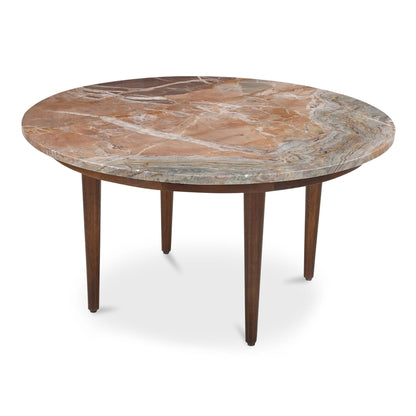 Lark Marble and Solid Mango Wood Brown Round Coffee Table