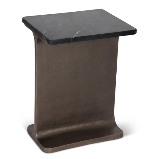 Zuma I-Beam Marble Top Rectangular Side Table